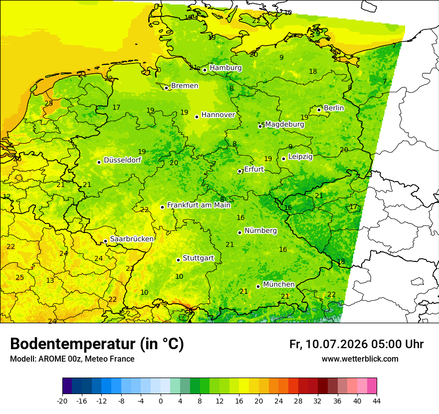 Modellkarte AROME – t_g – deutschland