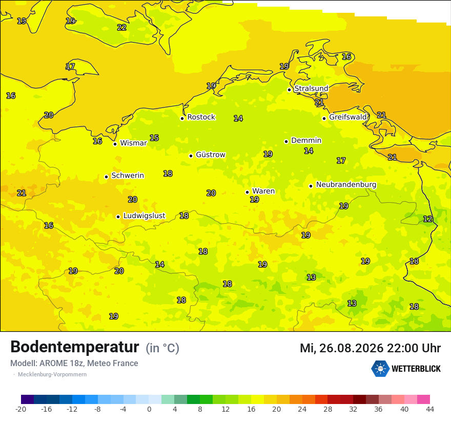 Modellkarte AROME – t_g – mv