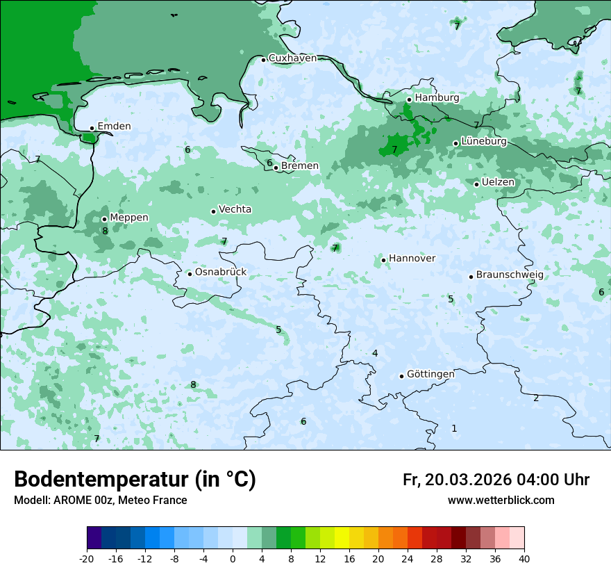 Modellkarte AROME – t_g – ni
