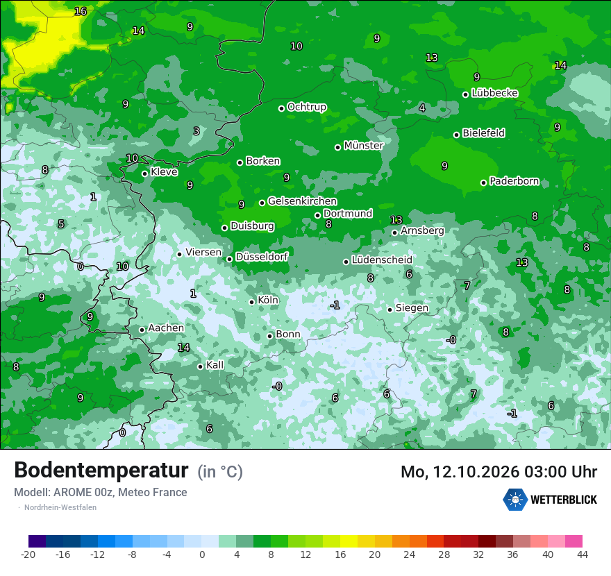Modellkarte AROME – t_g – nrw