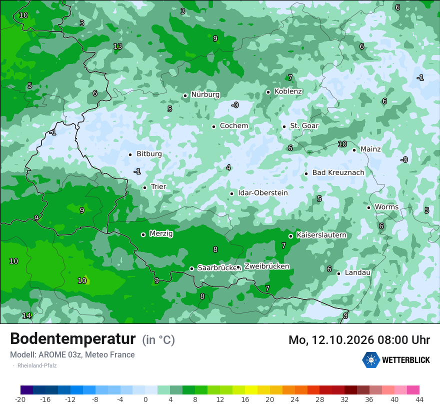 Modellkarte AROME – t_g – rp