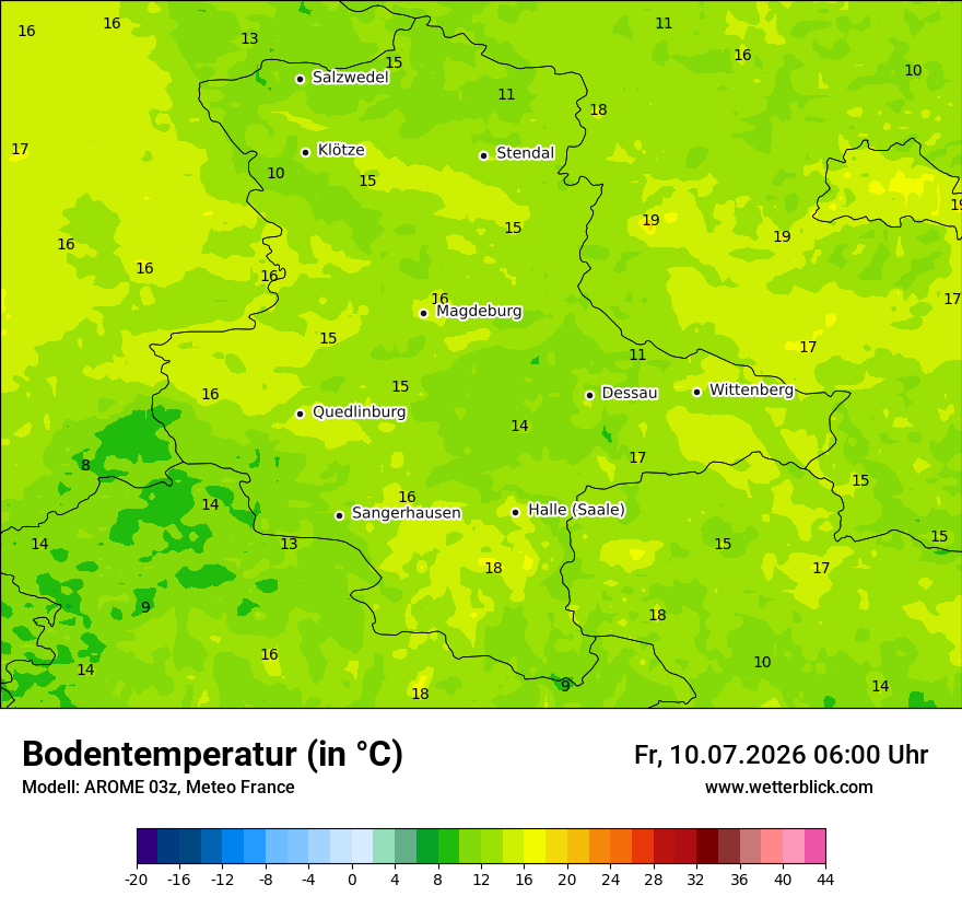 Modellkarte AROME – t_g – st