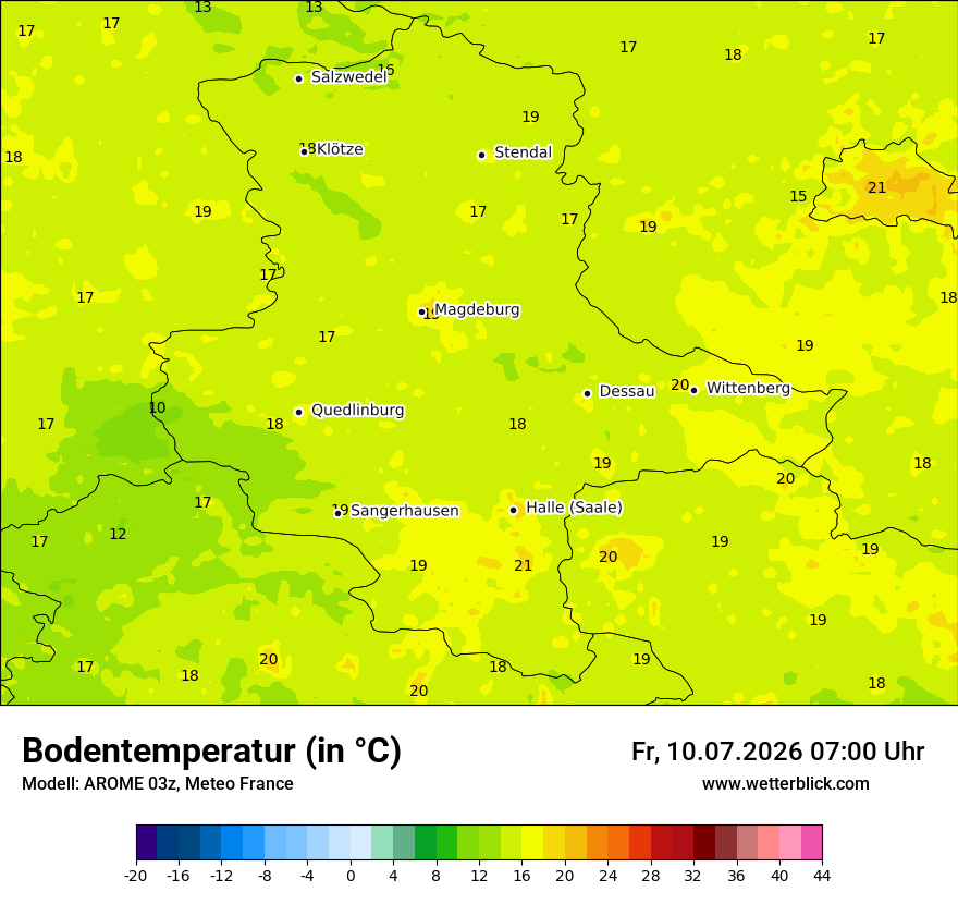 Modellkarte AROME – t_g – st