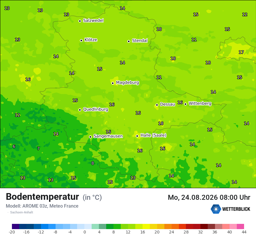 Modellkarte AROME – t_g – st