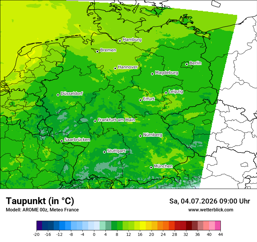 Modellkarte AROME – td – deutschland