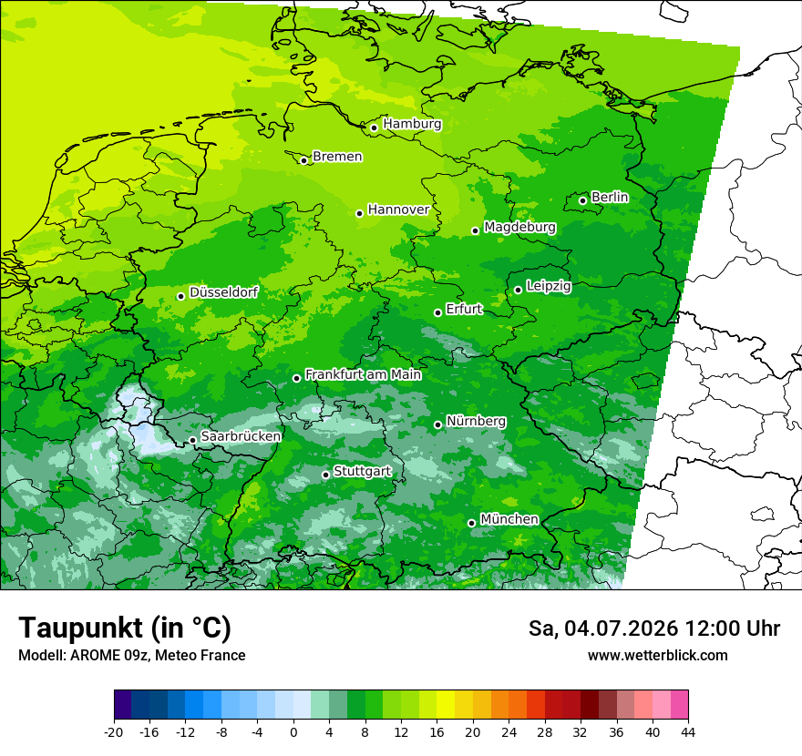 Modellkarte AROME – td – deutschland