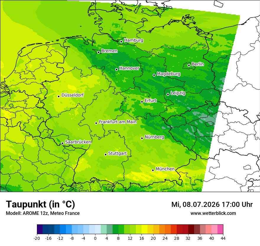 Modellkarte AROME – td – deutschland