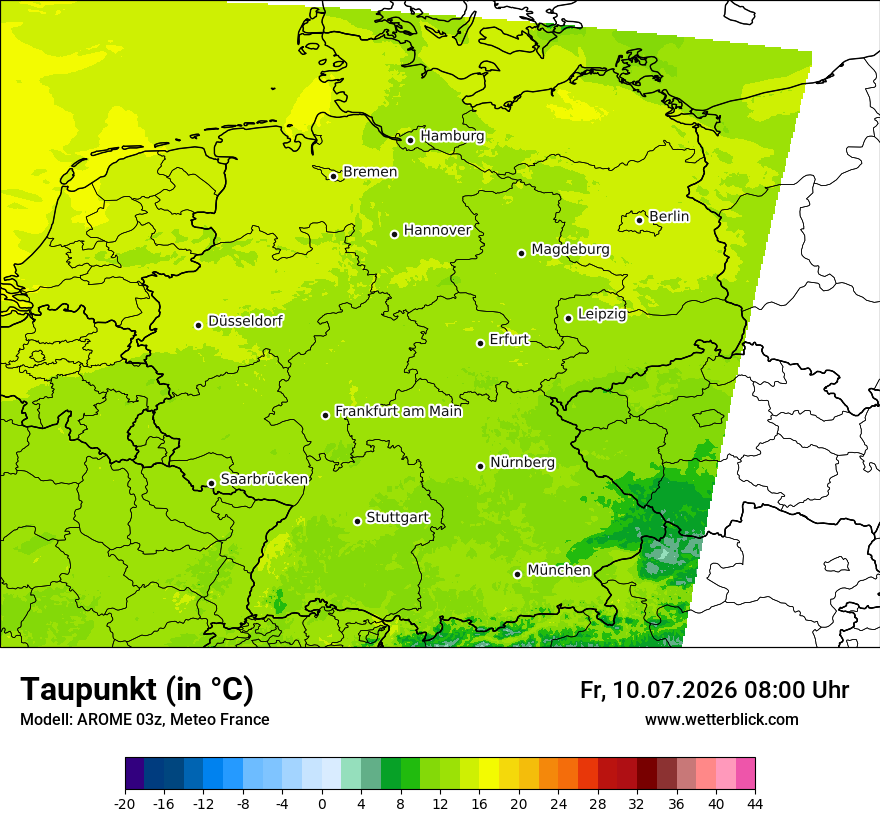 Modellkarte AROME – td – deutschland