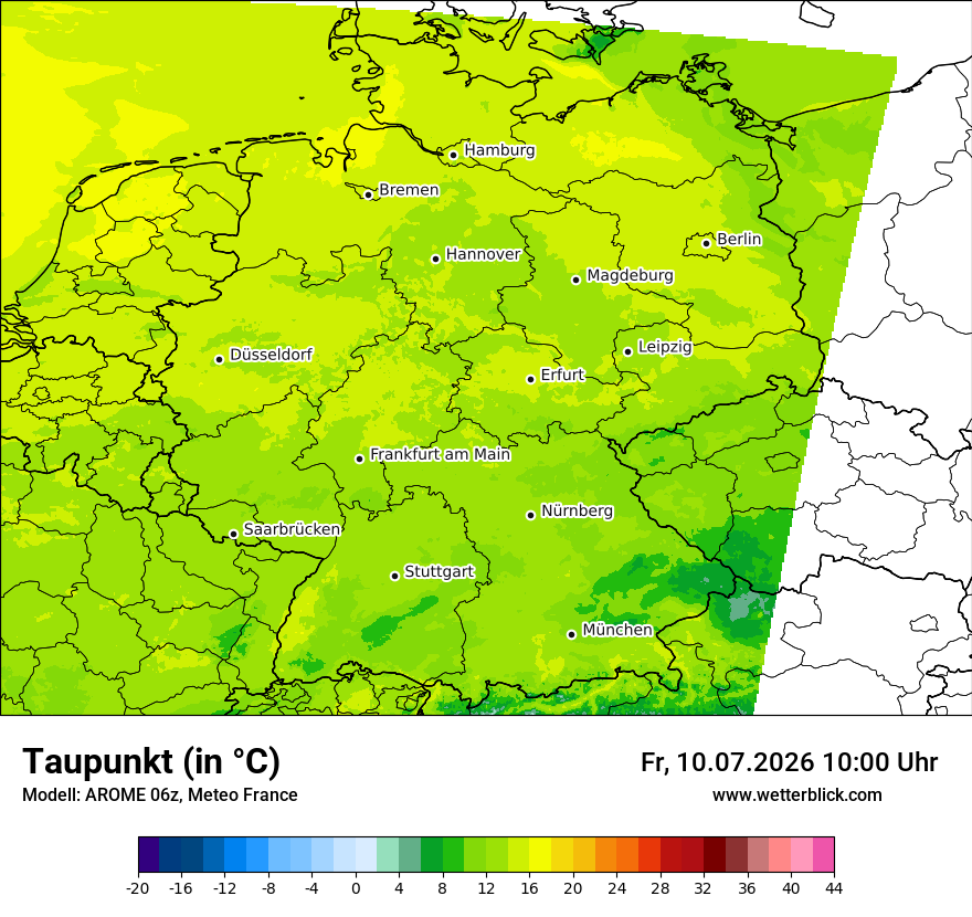 Modellkarte AROME – td – deutschland