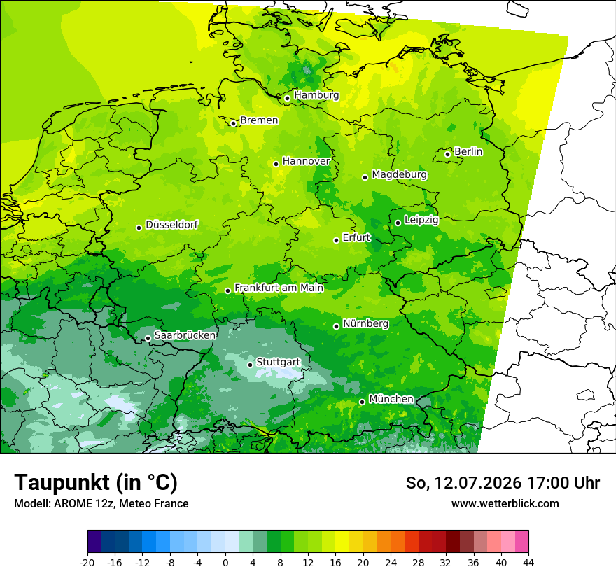 Modellkarte AROME – td – deutschland