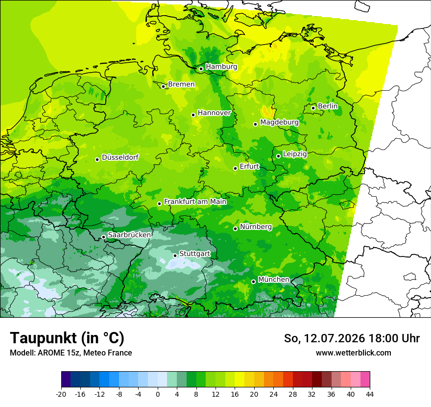 Modellkarte AROME – td – deutschland