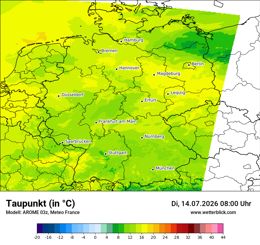 Modellkarte AROME – td – deutschland