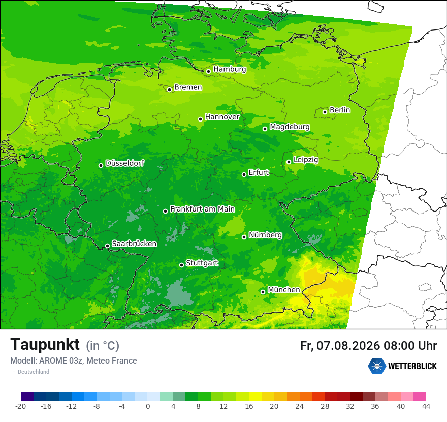 Modellkarte AROME – td – deutschland