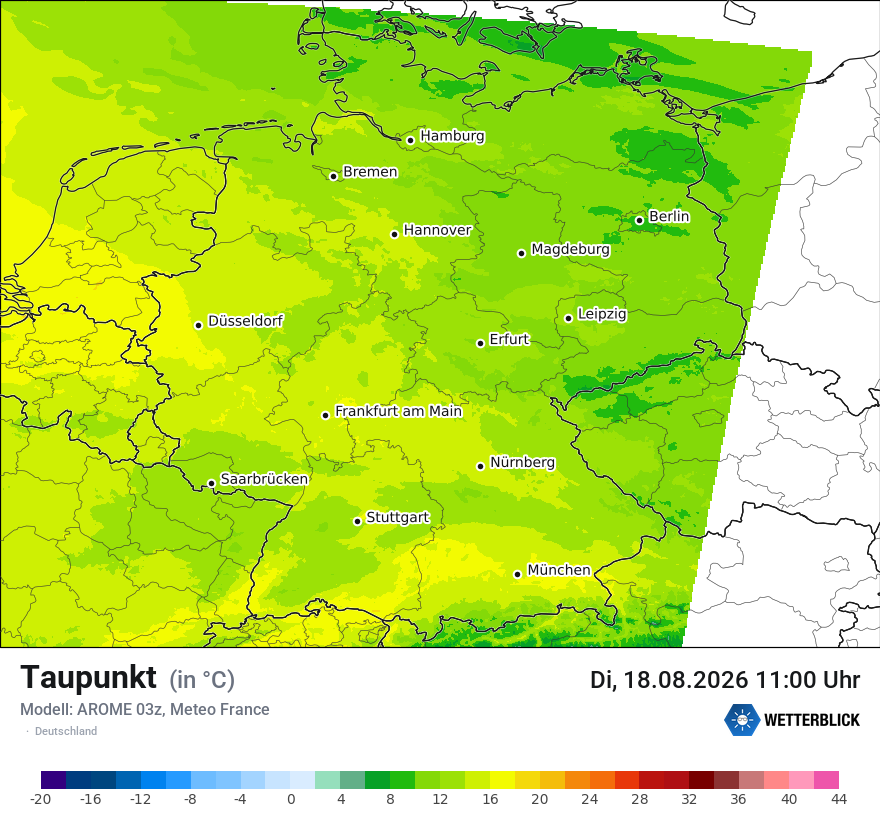 Modellkarte AROME – td – deutschland