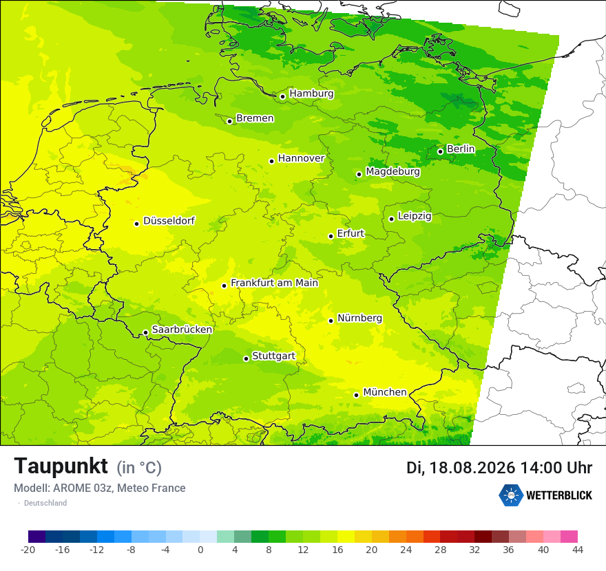 Modellkarte AROME – td – deutschland