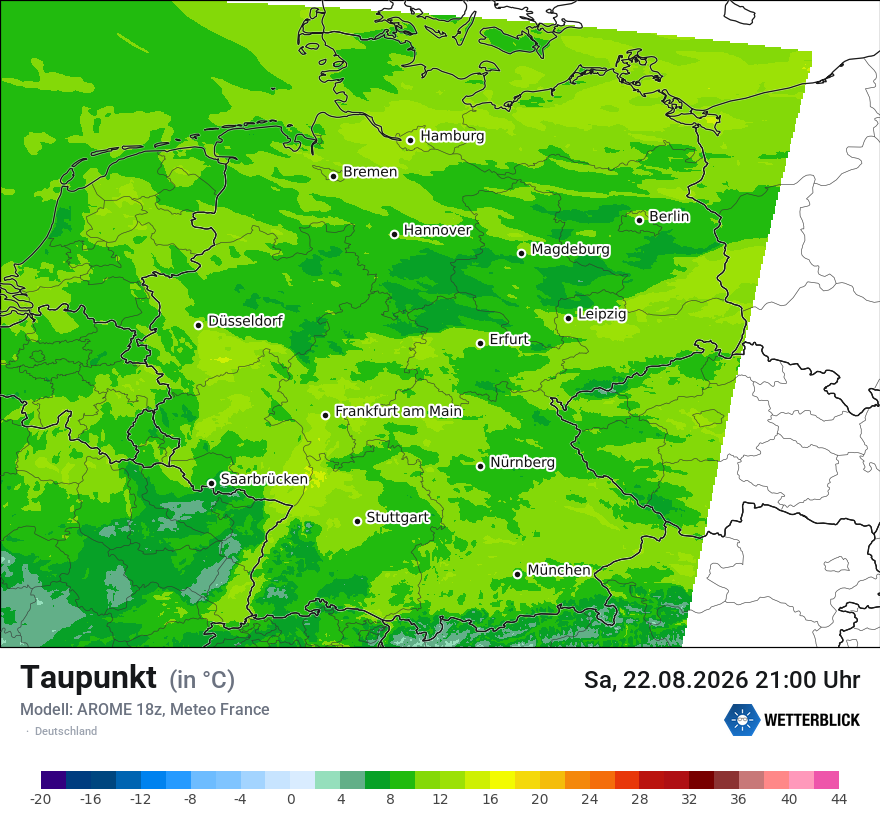 Modellkarte AROME – td – deutschland