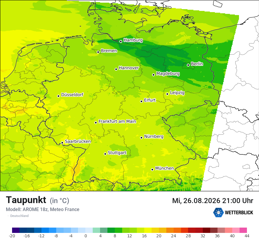 Modellkarte AROME – td – deutschland