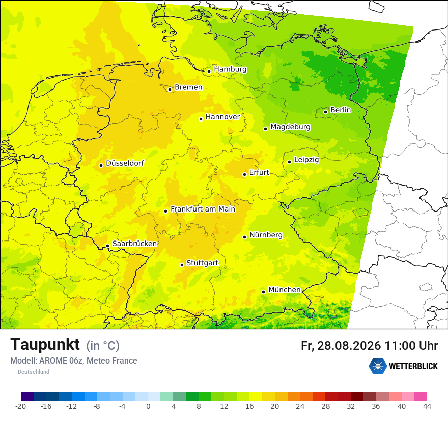 Modellkarte AROME – td – deutschland