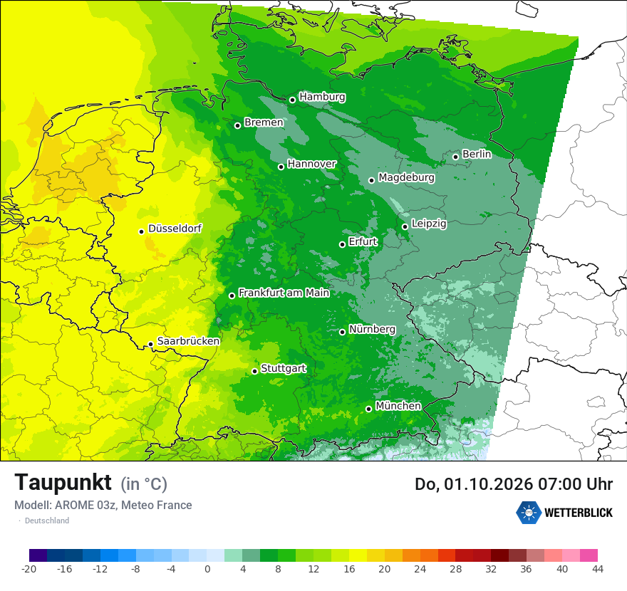 Modellkarte AROME – td – deutschland