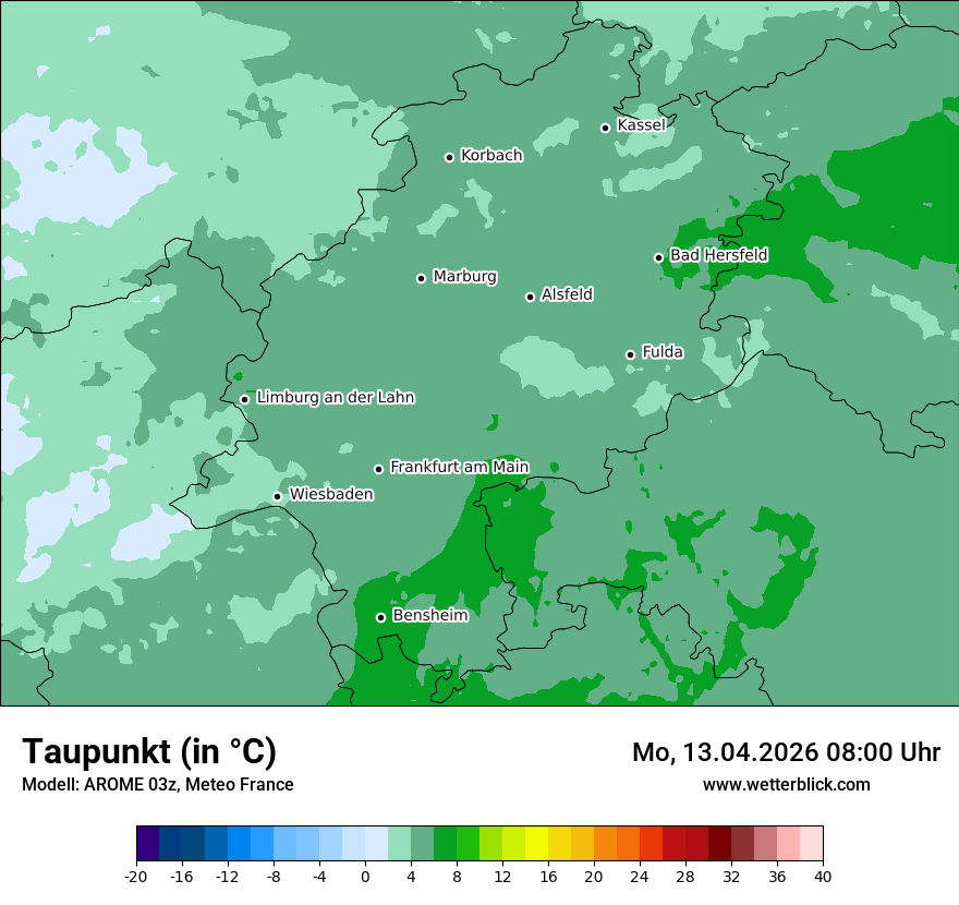 Modellkarte AROME – td – he
