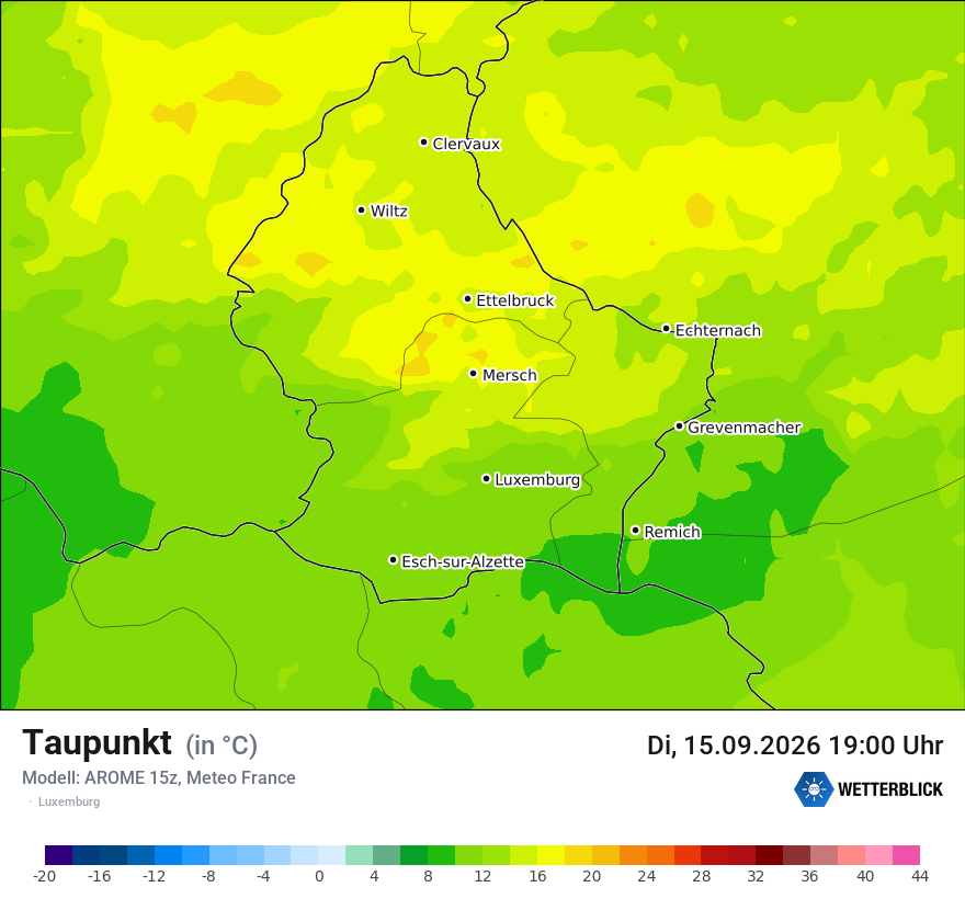 Modellkarte AROME – td – luxemburg