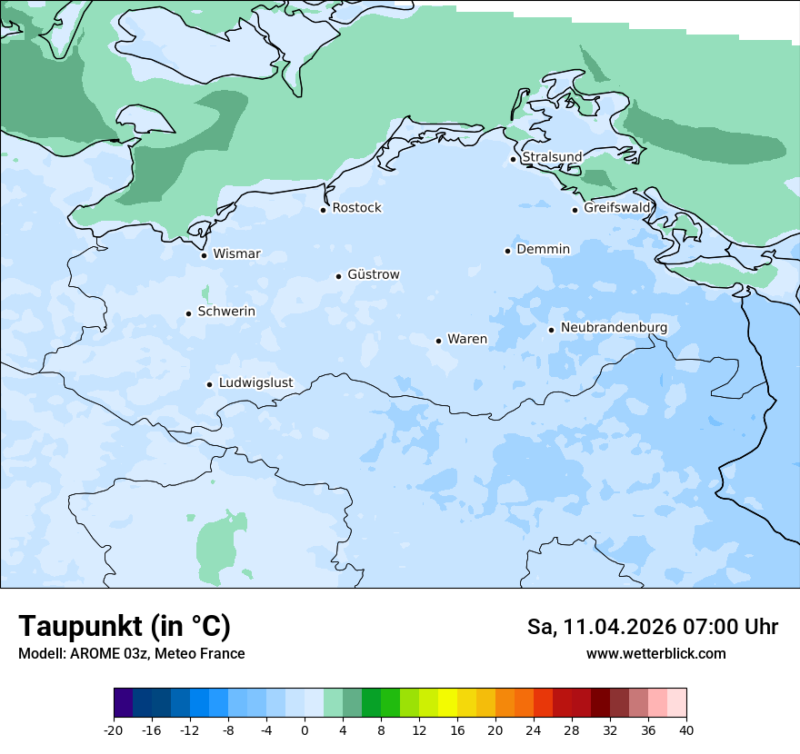 Modellkarte AROME – td – mv
