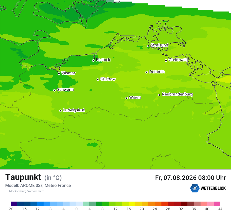 Modellkarte AROME – td – mv
