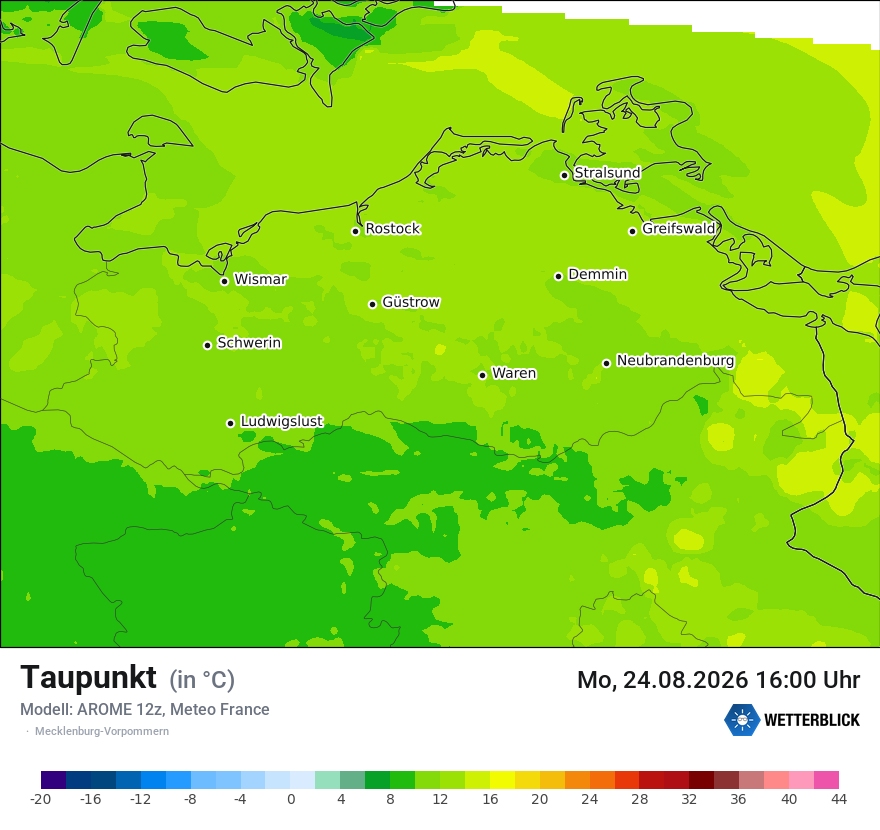 Modellkarte AROME – td – mv