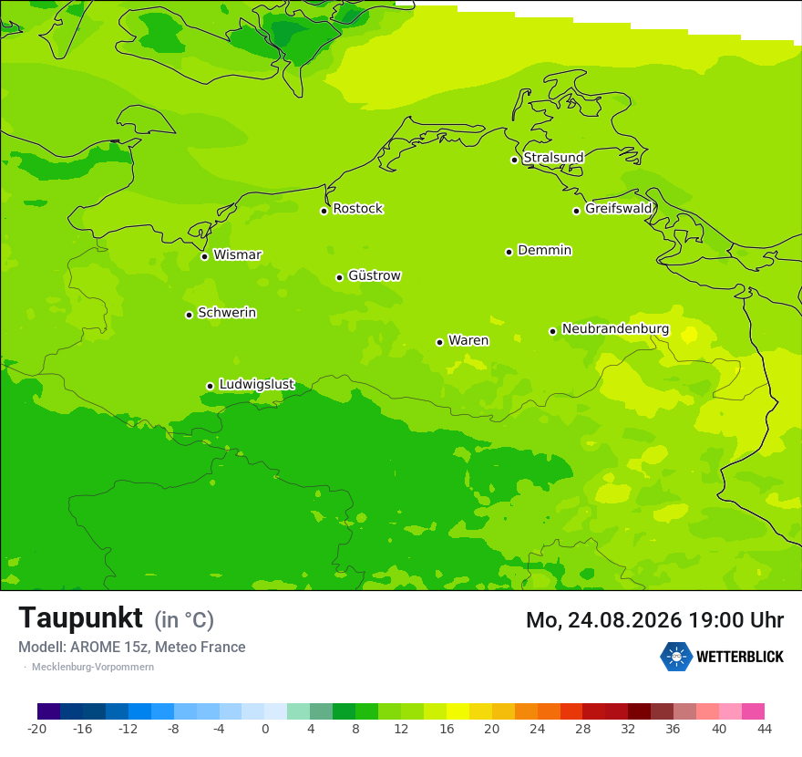 Modellkarte AROME – td – mv