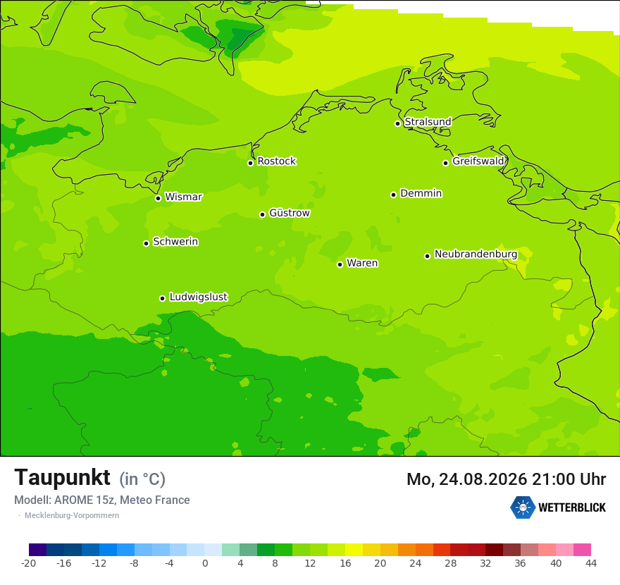Modellkarte AROME – td – mv