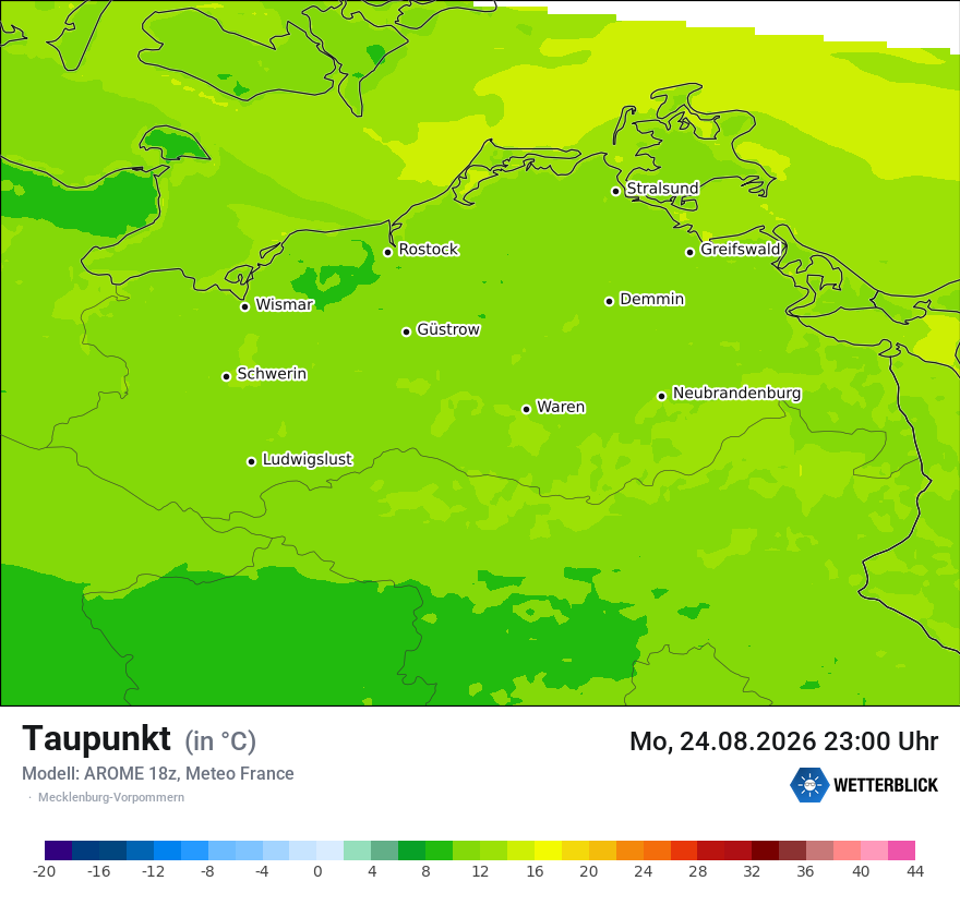 Modellkarte AROME – td – mv