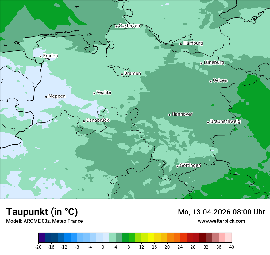 Modellkarte AROME – td – ni