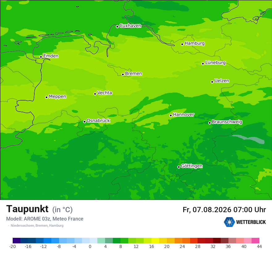 Modellkarte AROME – td – ni