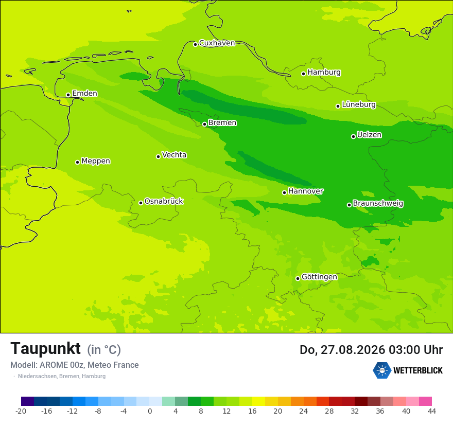 Modellkarte AROME – td – ni
