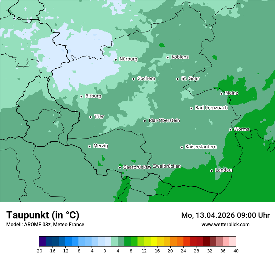 Modellkarte AROME – td – rp