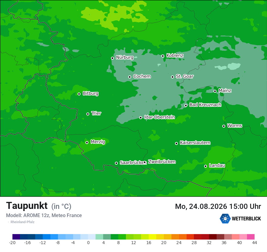 Modellkarte AROME – td – rp