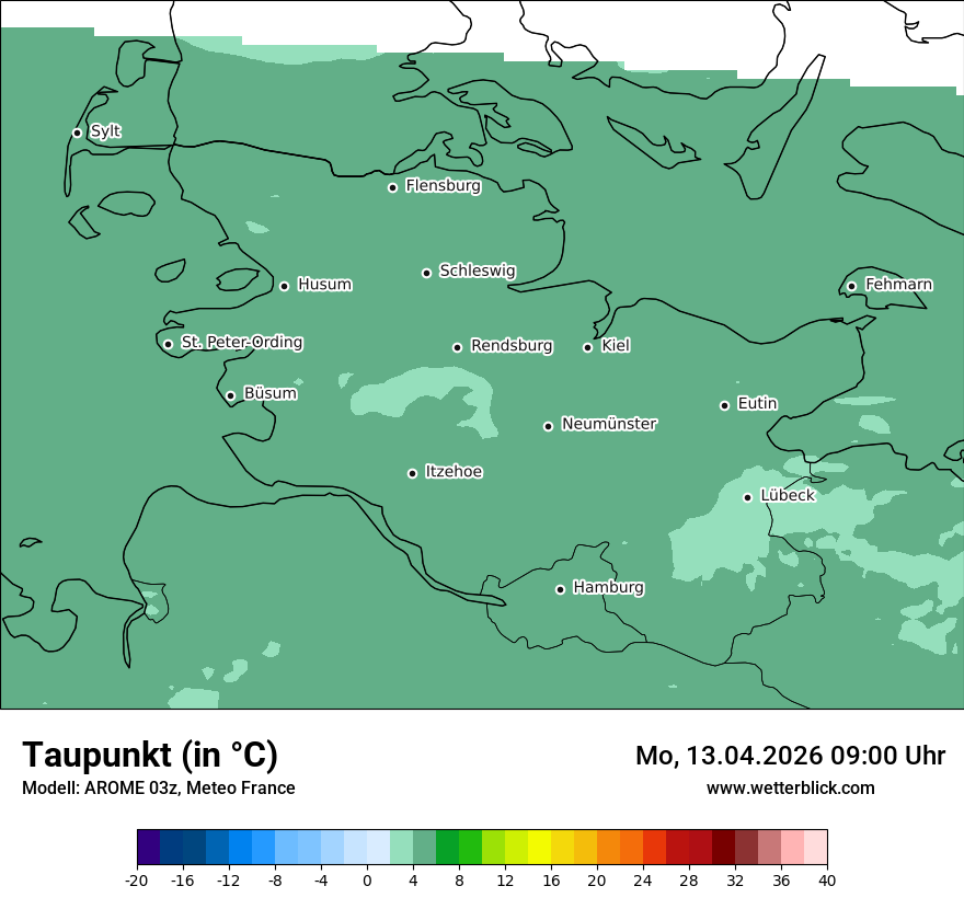 Modellkarte AROME – td – sh