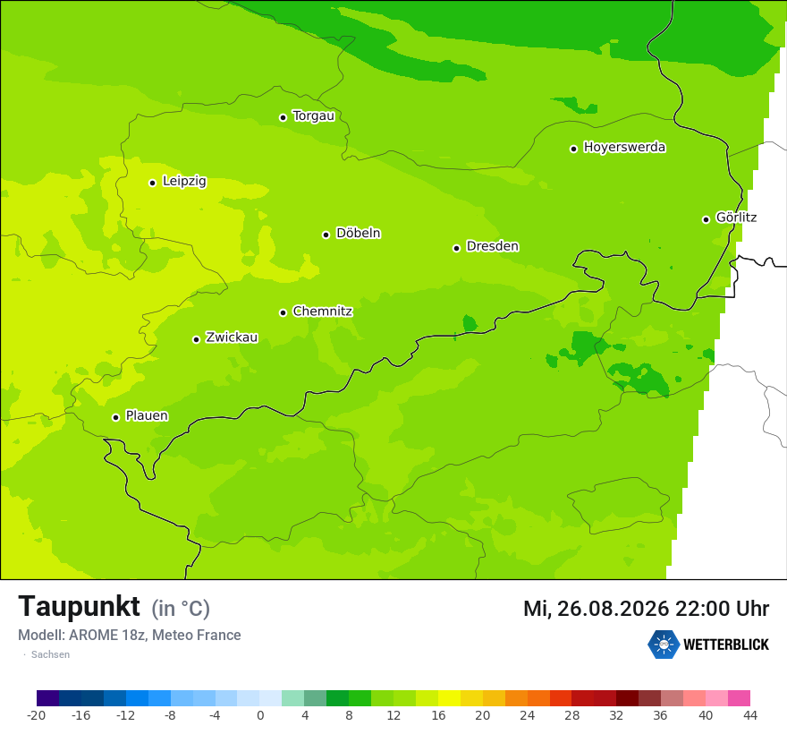 Modellkarte AROME – td – sn