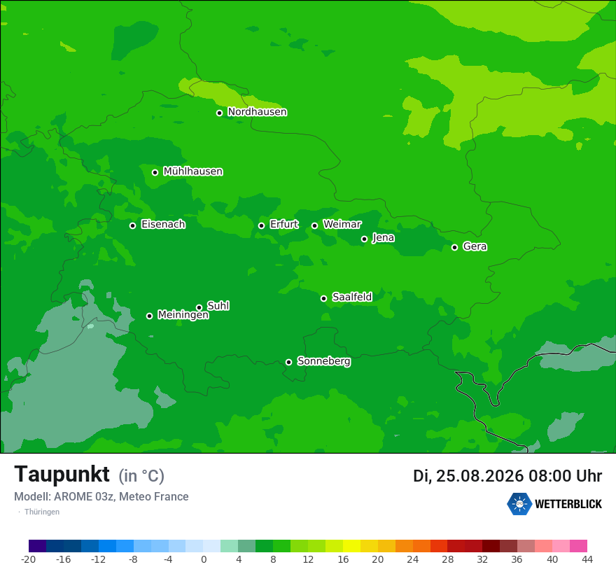 Modellkarte AROME – td – th