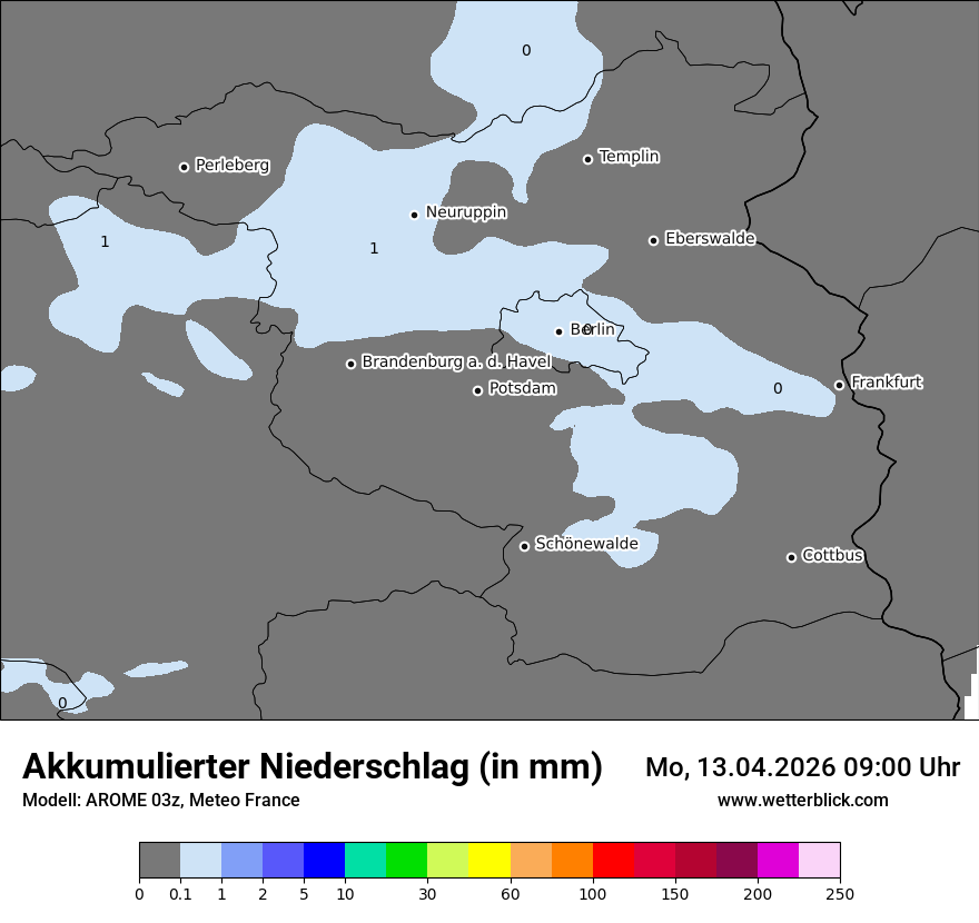 Modellkarte AROME – tot_prec – bb