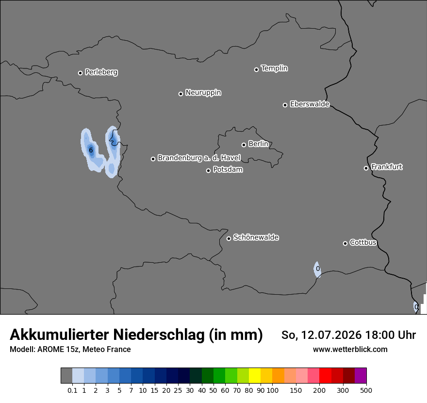 Modellkarte AROME – tot_prec – bb