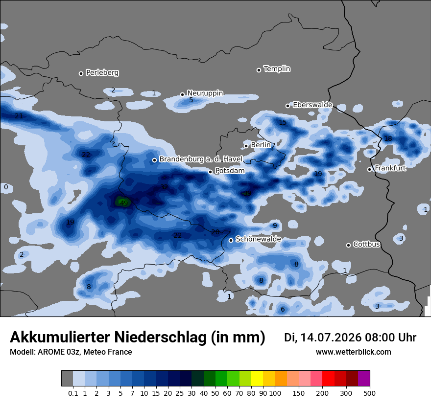 Modellkarte AROME – tot_prec – bb