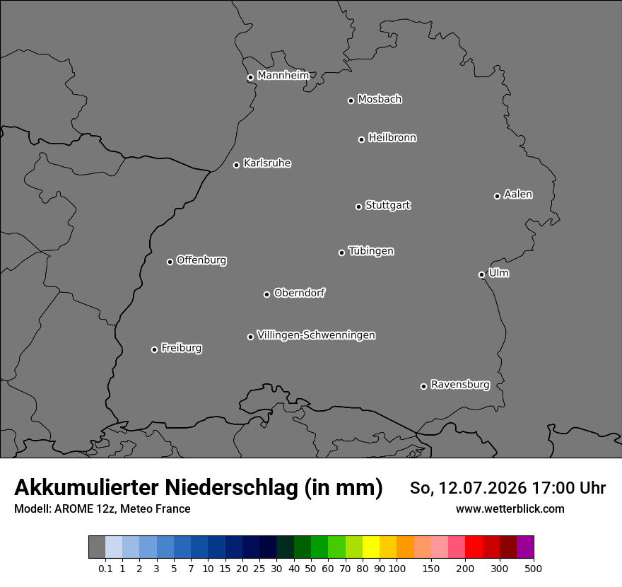 Modellkarte AROME – tot_prec – bw
