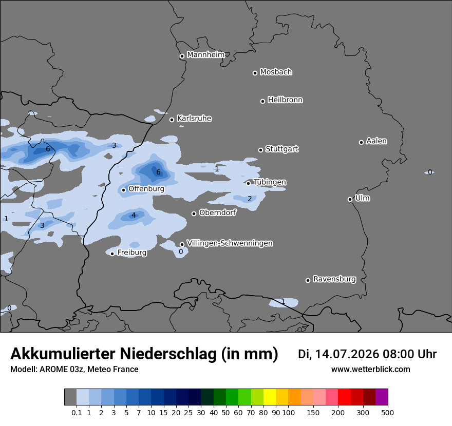 Modellkarte AROME – tot_prec – bw
