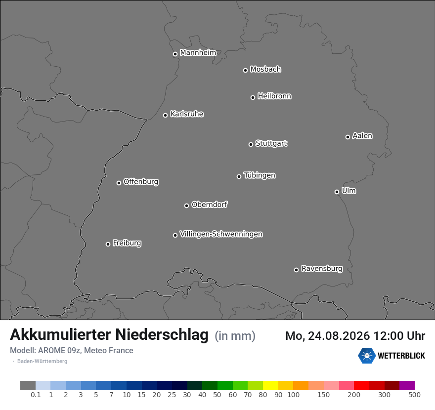 Modellkarte AROME – tot_prec – bw