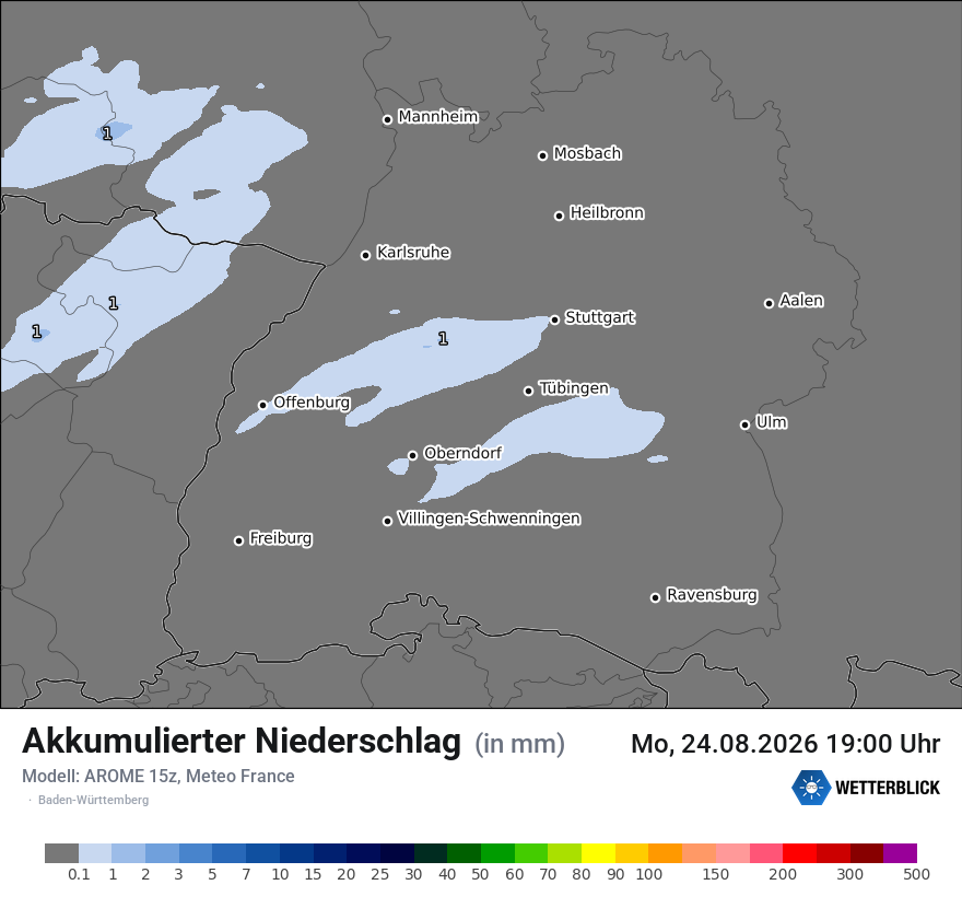 Modellkarte AROME – tot_prec – bw