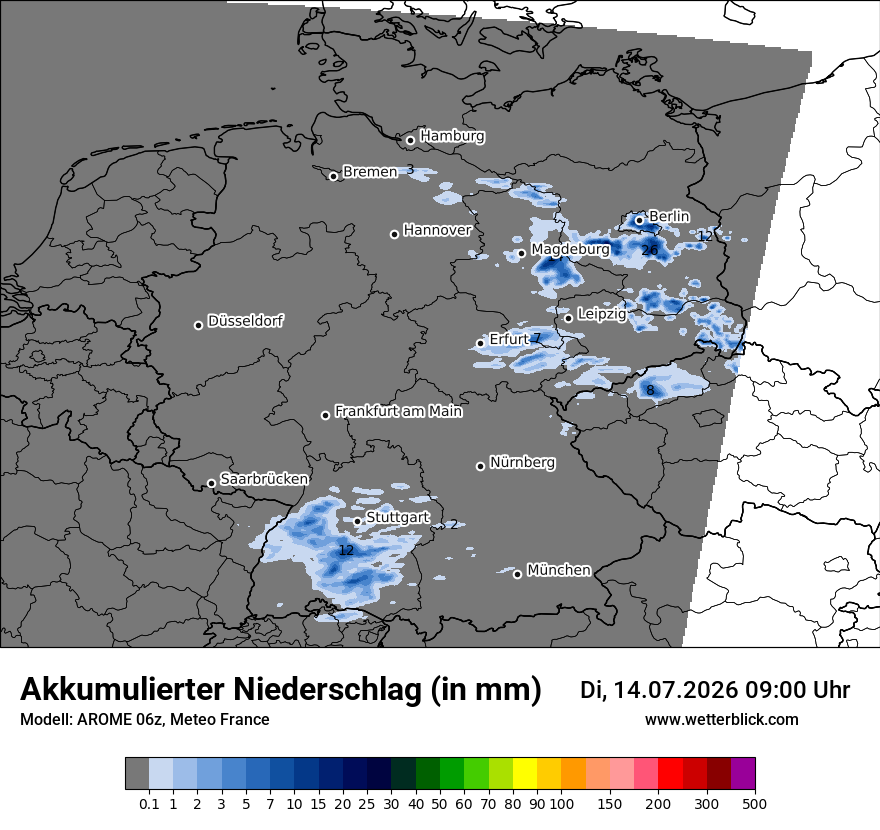 Modellkarte AROME – tot_prec – deutschland