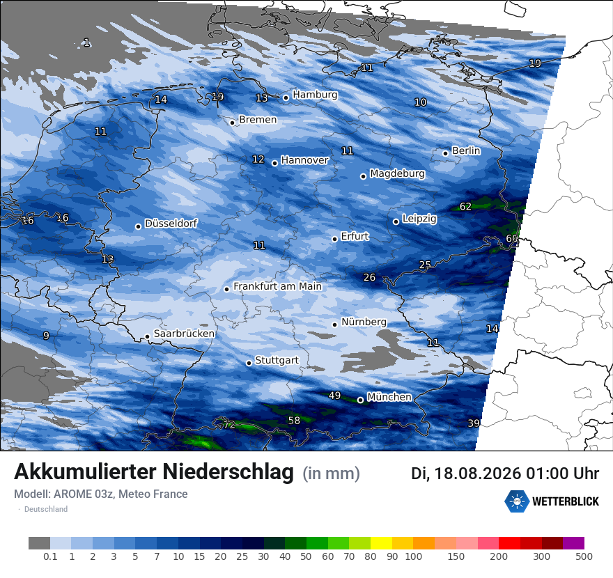 Modellkarte AROME – tot_prec – deutschland