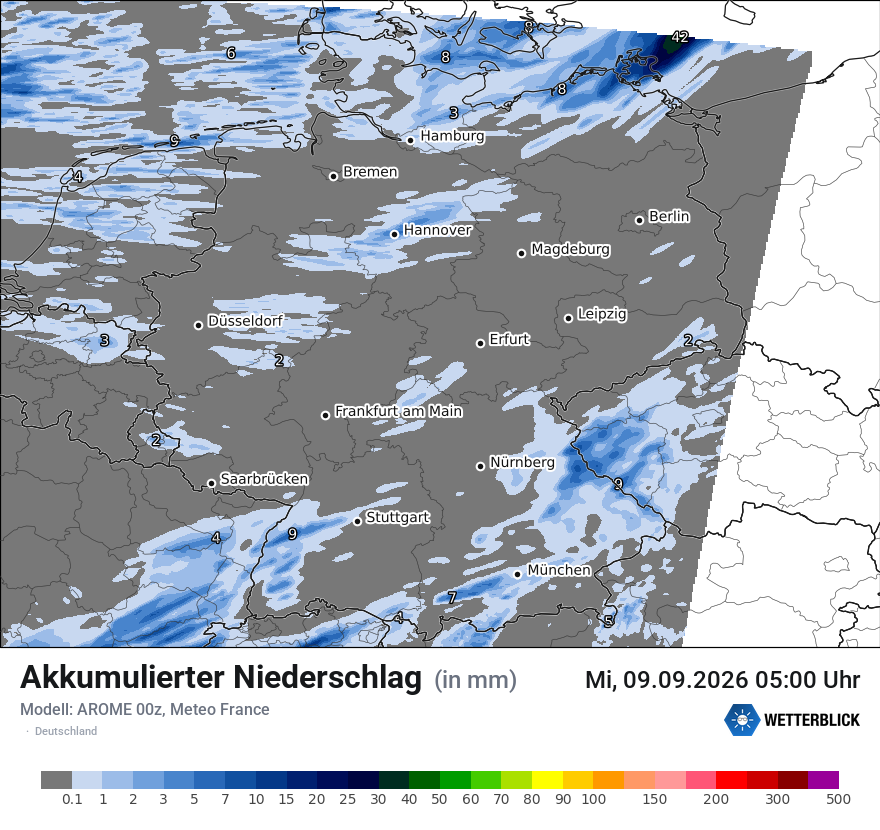 Modellkarte AROME – tot_prec – deutschland