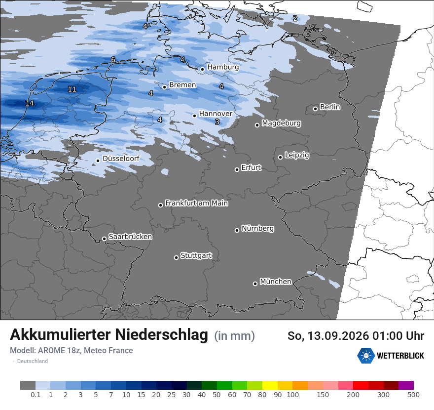 Modellkarte AROME – tot_prec – deutschland